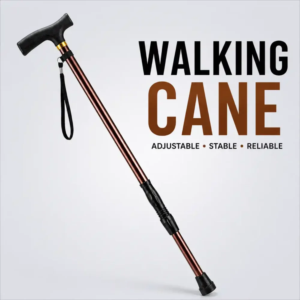 Adjustable Walking Support Cane with Strap (Heavy-Duty Stability Stick) 1 Adjustable Walking Support Cane with Strap