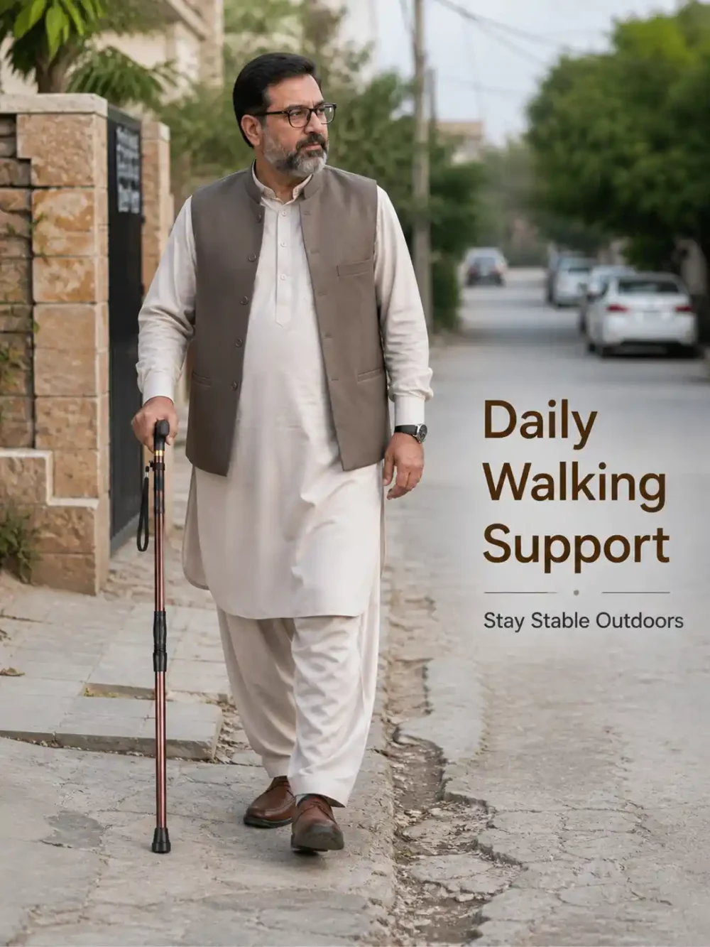 Adjustable Walking Support Cane with Strap (Heavy-Duty Stability Stick) 3 Adjustable Walking Support Cane with Strap