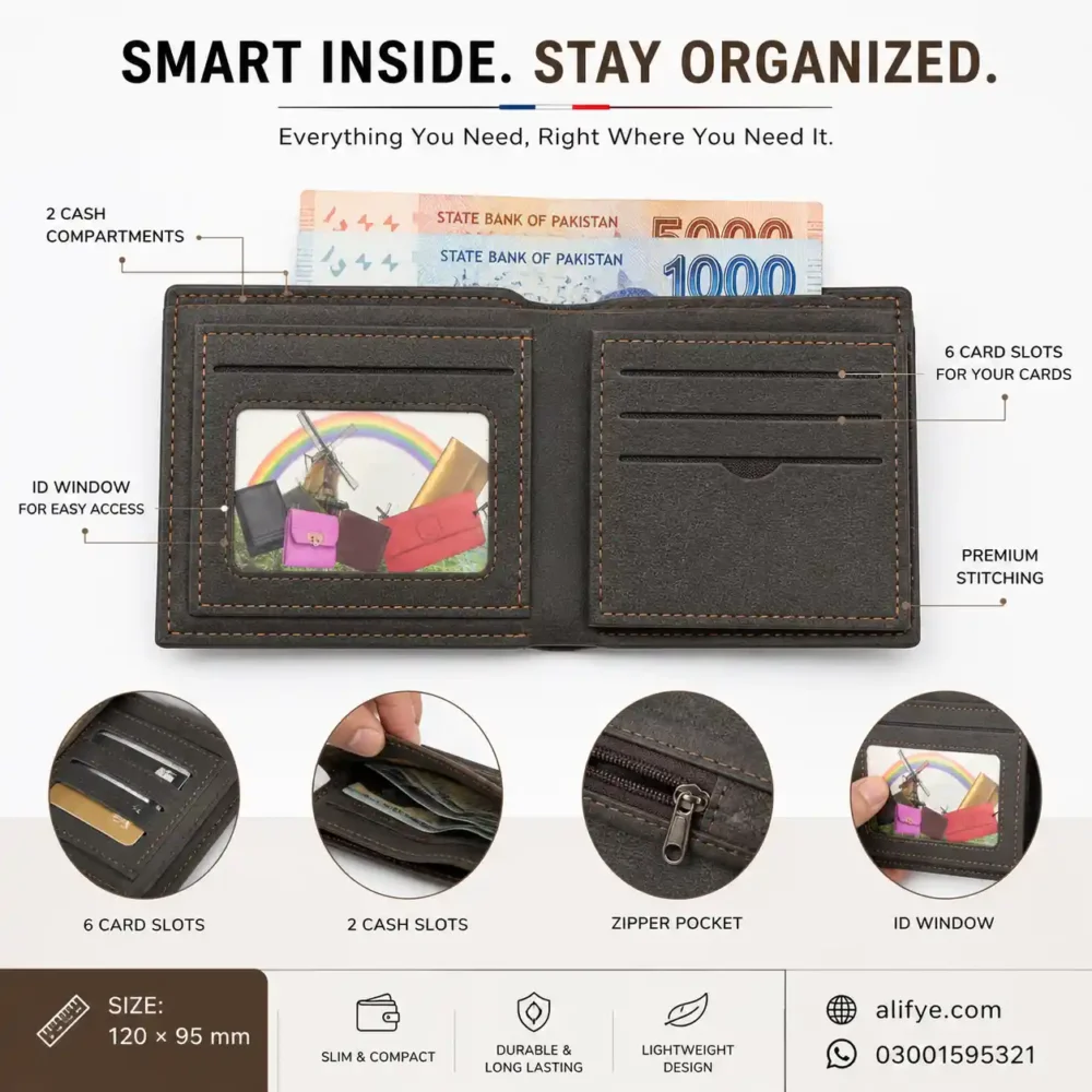 ChatGPT Image May 5, 2026, 02_00_14 PM Classic Vintage Wallet - Zipper Pocket - 6 Card slots