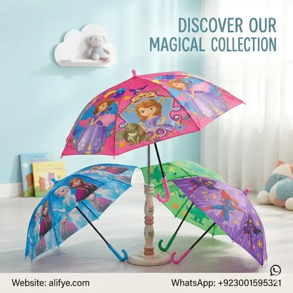Kids Cartoon Umbrella with Safety Whistle