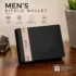 Men’s Faux Leather Bifold Wallet with ID Windows - Black PU Leather Wallet with ID Windows