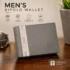 Men’s Faux Leather Bifold Wallet with ID Windows - Grey PU Leather Wallet with ID Windows
