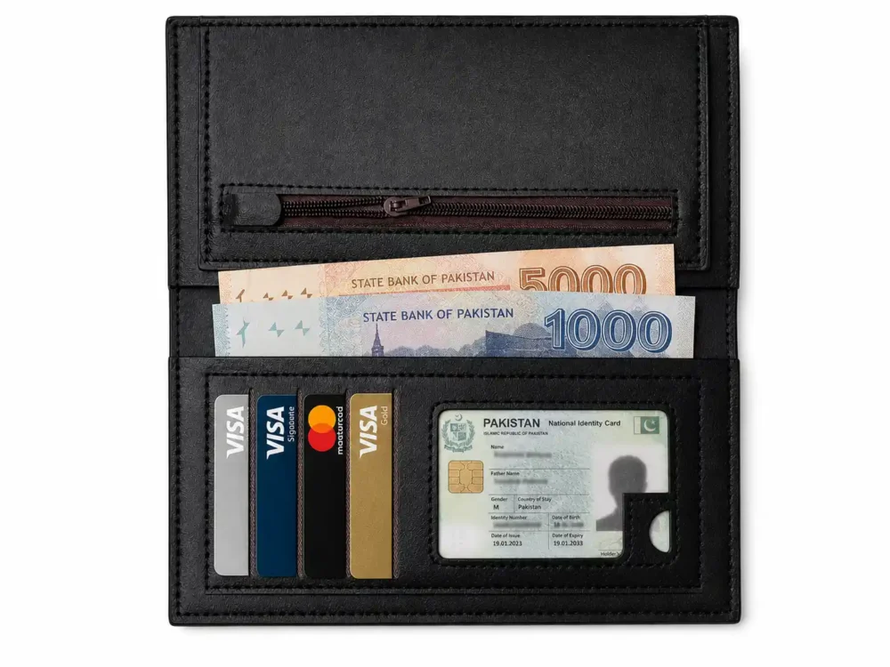 Premium Long Bifold Faux Leather Wallet for Men – Slim Multi-Compartment Organizer 2 Long Wallet