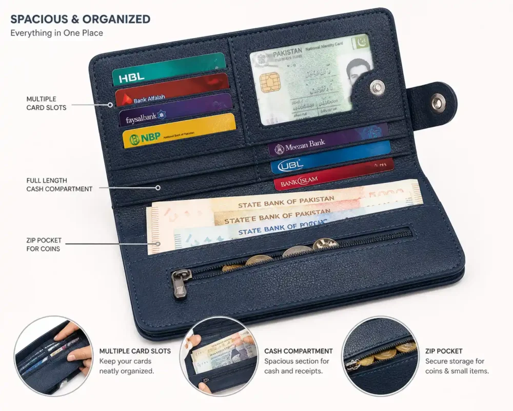 Premium Long PU Leather Wallet – Multi-Card Clutch 2 Premium Long Wallet