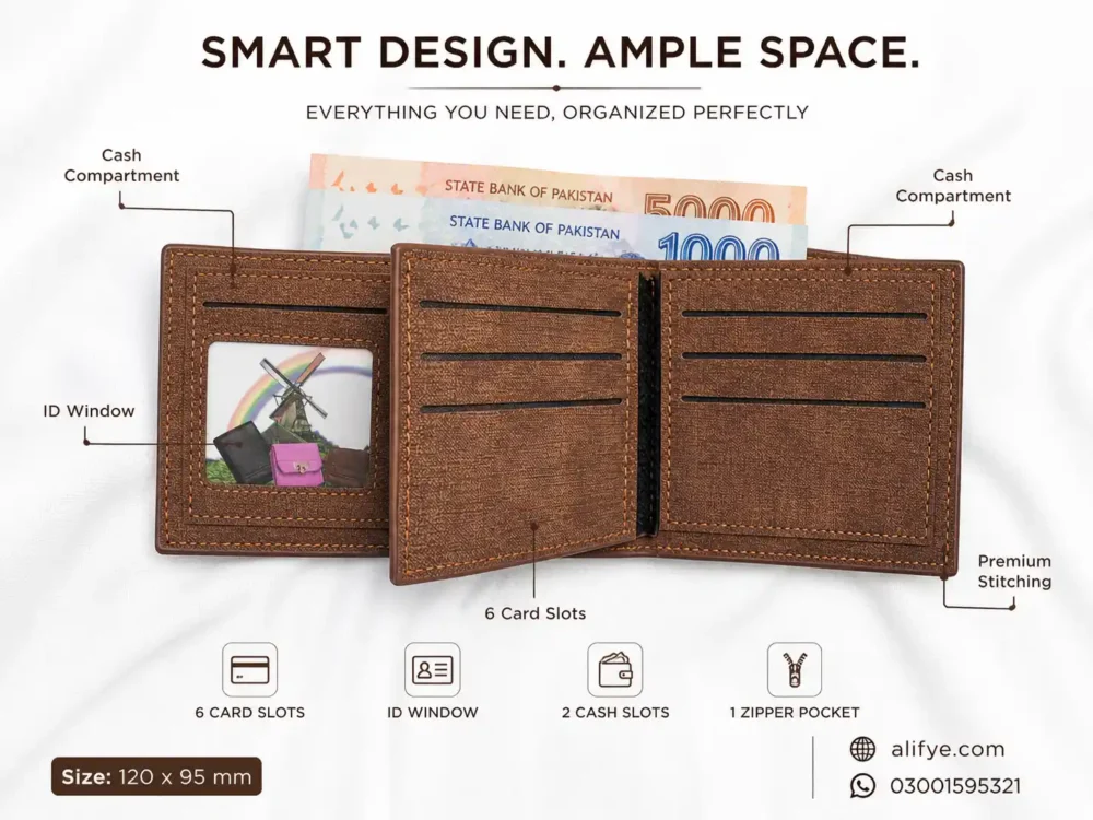 Vintage Patchwork Slim Bifold Wallet for Men – Textured Leather Finish with Zipper Pocket 2 Vintage Patchwork Slim Bifold Wallet