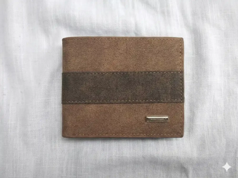 Vintage Patchwork Slim Bifold Wallet for Men – Textured Leather Finish with Zipper Pocket 4 Vintage Patchwork Slim Bifold Wallet