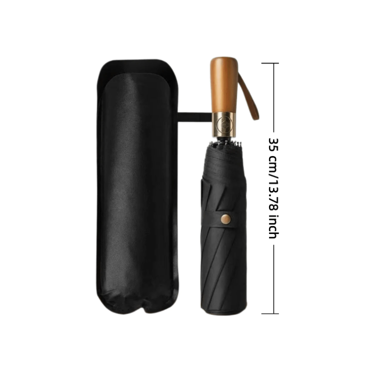 Wooden Handle Luxury Umbrella-black Hollywood Edition - Premium Wooden Gift-12Rib Wooden Handle Luxury Umbrella