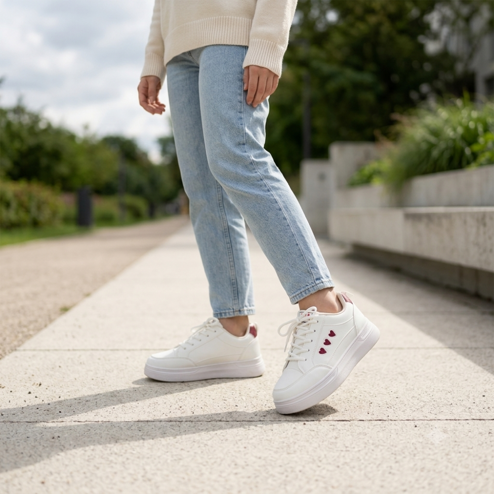 Women's Thick-Soled Casual Shoes in White3 Women's Thick-Soled Casual Shoes in White