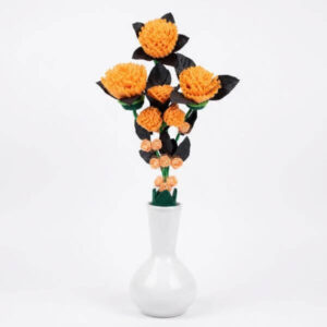 Artificial Orange Flower Arrangement with White Vase