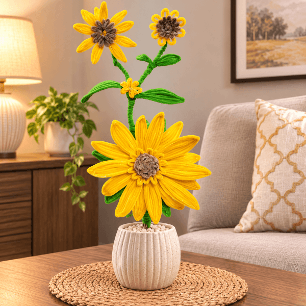 Artificial Sunflower Plant with Pot – Home Décor Flower Arrangement - Image 2