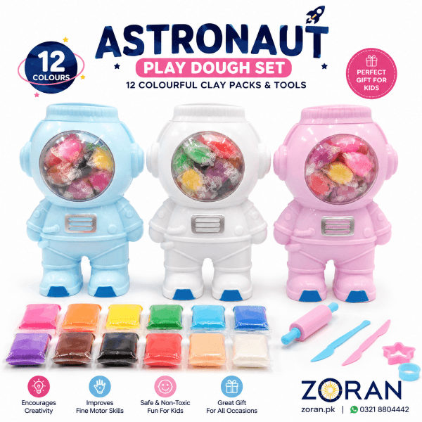 Astronaut Play Dough Set with 12 Colorful Clay Packs & Tools - Image 2