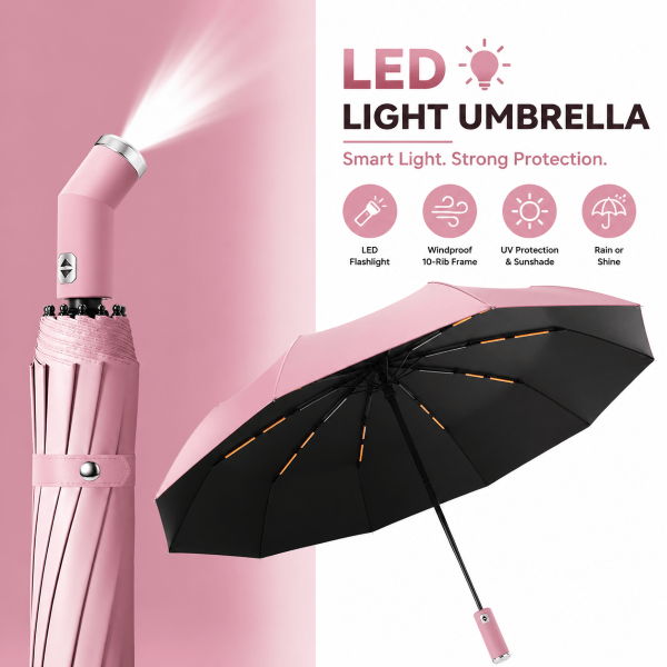 Automatic Folding Umbrella with Flashlight - Image 2