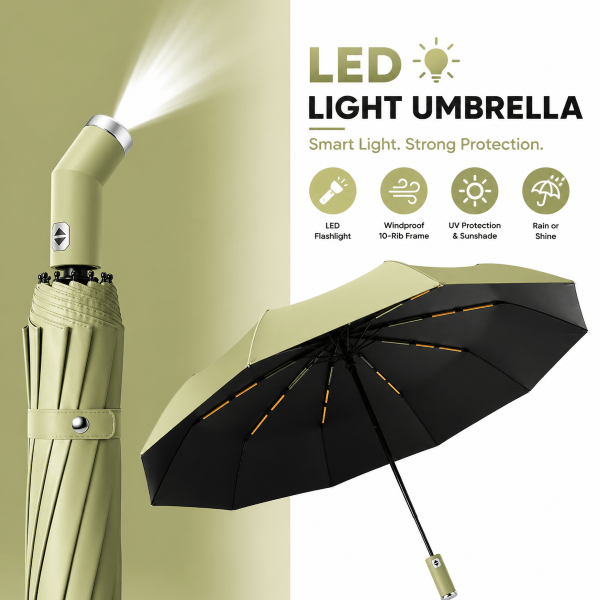 Automatic Folding Umbrella with Flashlight - Image 3