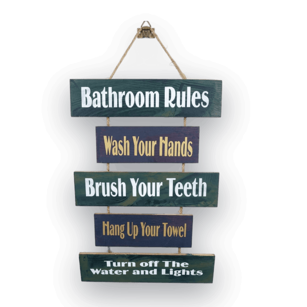 Bathroom Rules Hanging Wall Sign