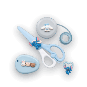 Children's safety scissor set with cute character-themed design