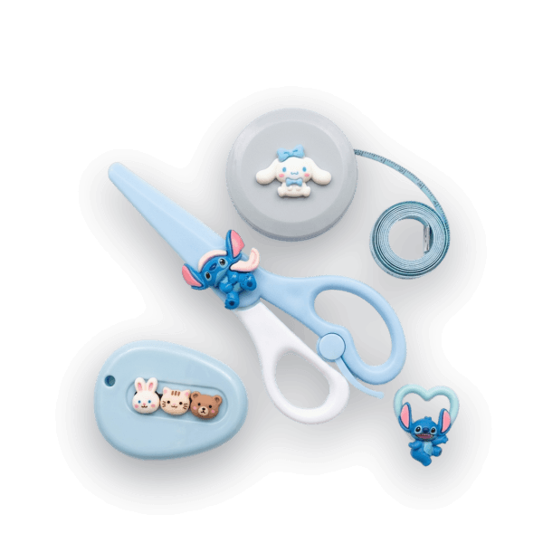 Children's safety scissor set with cute character-themed design
