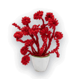 Handcrafted Red Pipe Cleaner Flower Arrangement with White Pot
