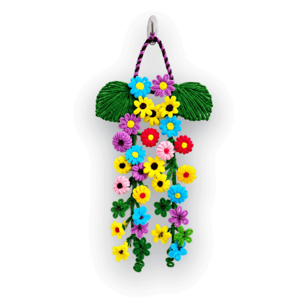 Handmade Floral Wall Hanging – Colorful Flower & Leaf Decor