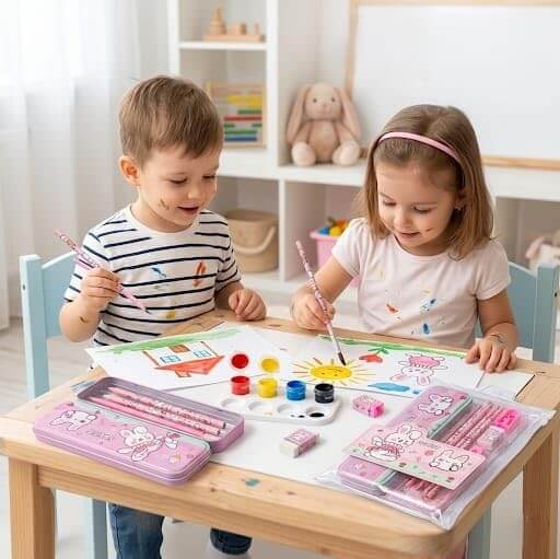 Kids Cartoon Stationery Set – 4 Cute Designs - Image 2