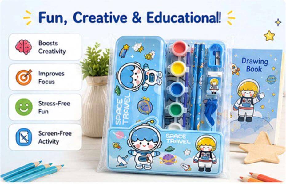 Kids Cartoon Stationery Set – 4 Cute Designs - Image 3