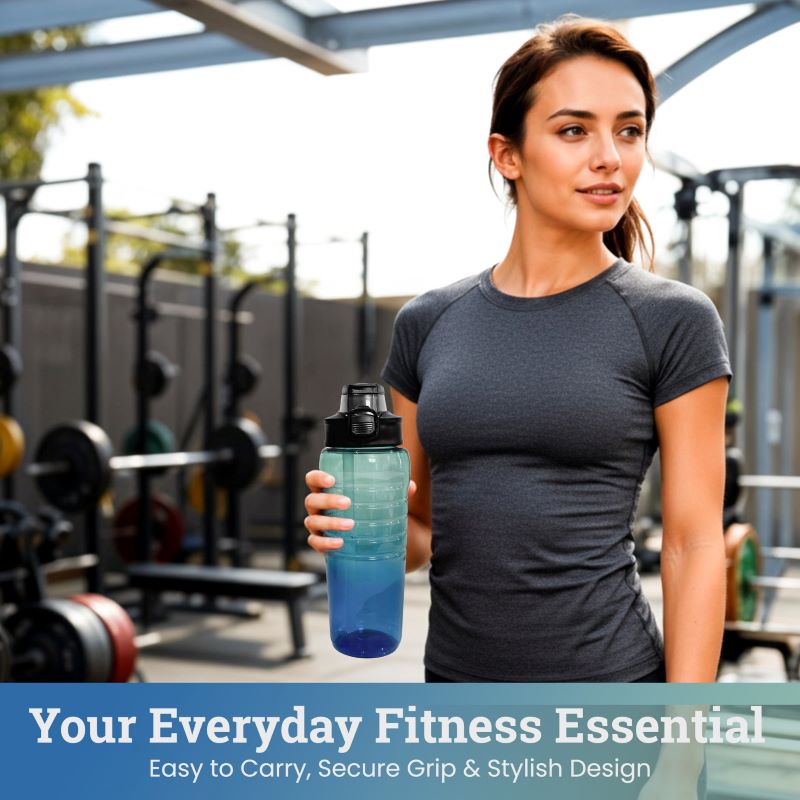 Sports Water Bottle with Flip-Top Lid – 4 Assorted Colors - Image 2